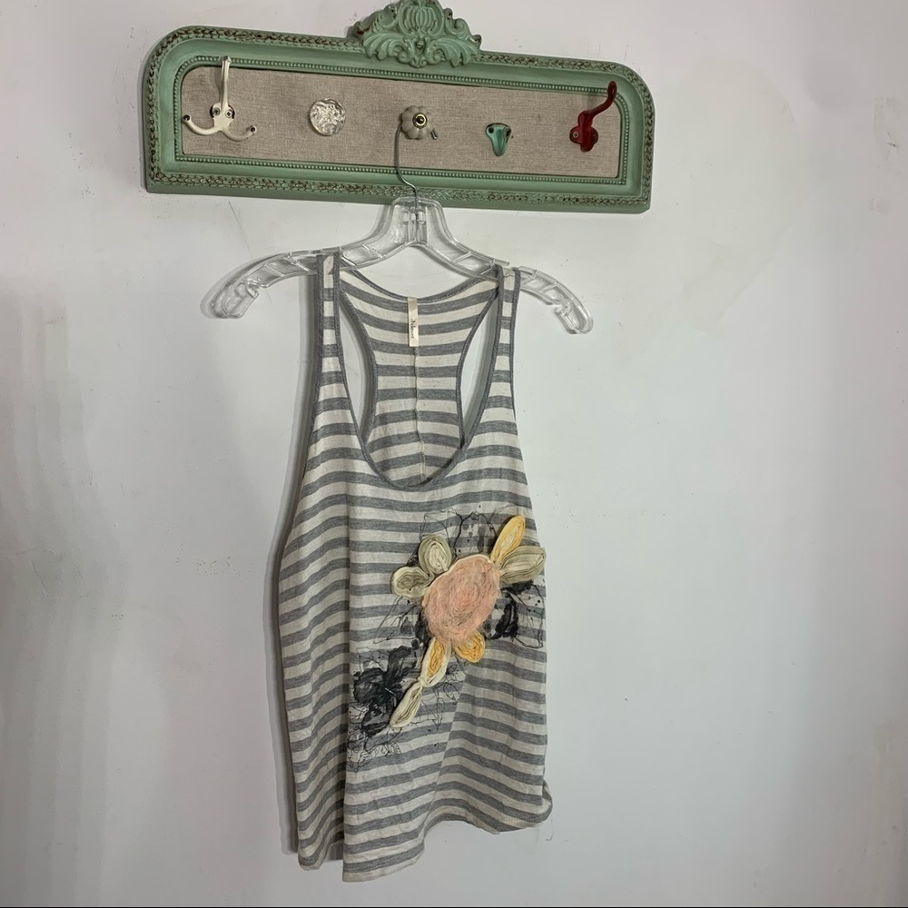 Boho Appliqué Artisanal striped tank top women’s medium